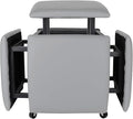 5 in 1 Nesting Ottoman Cube Chair, Stackable Stools, Leather Square Ottoman Bench, Foot Stool with Wheels for Living Room,Dining Room 15.75x15.75x16.54 inches