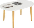 Funecy Coffee Table Low Table with Solid Wood Sturdy Legs, Floor Table Desk for Sitting on The Floor, Storage and Living Room Furniture (White-Oval)