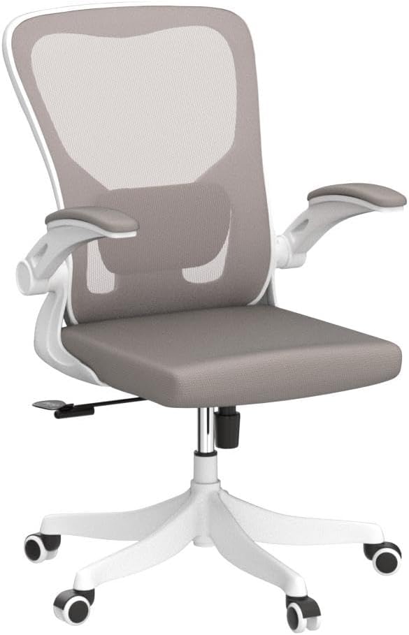 Monhey Office Chair Ergonomic Desk Chair with Lumbar Support&Headrest&Flip-up Arms Height Adjustable Rocking Swivel High Back Computer Chair Multi-Angle from 90° to 125° with 350LBS Capacity (01Khaki)