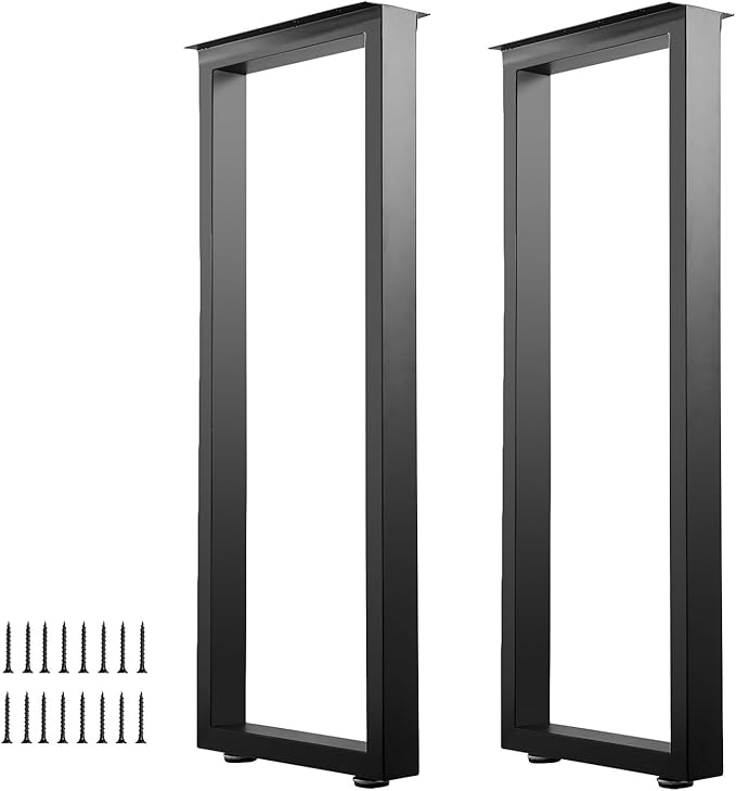 ALLCOS 40 Inch Metal Bar Table Legs, Heavy Duty Dining Table Leg with Adjustment Feet Furniture Legs, Black, Set of 2