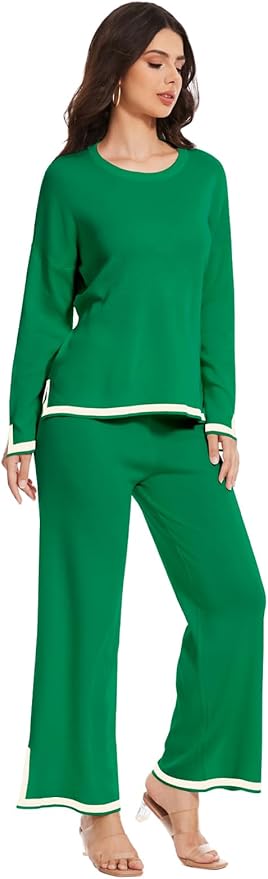 YOKGO Petite Lounge Sets for Women Long Sleeve Sweater Pajama Sets Sweatsuits 2 Piece Pant Sets Tracksuit Travel Outfits