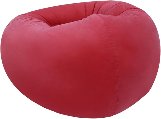6 Pcs Bean Bag Chairs for Adults, Inflatable Chairs with Foot Pump, Folding Blow Up Couch, Flocking Portable Lazy Sofa for Movie Night, Living Room, Camping, 220lbs Load Capacity, Brown+Navy Blue+Red
