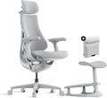 LiberNovo Dynamic Ergonomic Desk Chair + StepSync Footrest + Extra Battery Bundle - Comfy Home Office Chair with Adaptive Lumbar Support, 160° Recline & Built-in Spine Stretch, Gray+45cm