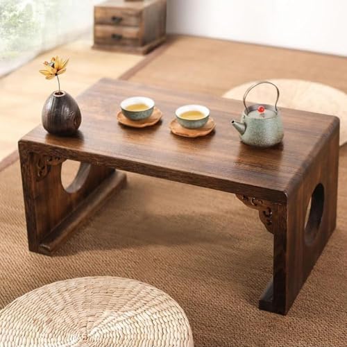 Japanese Low Floor Table - Solid Wood Coffee & Tea Table, 60cm Meditation Table for Living Room, Multi-Purpose Design, Ideal for Small Spaces