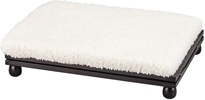 Miles Kimball Sherpa Foldable Wooden Footrest by Oakridge Accents, 15” L x 12.5” W with Height from 6” to 13” – Uses 4 Casters to Roll into Storage Area, Footrest Surface Raises to Comfortable Height