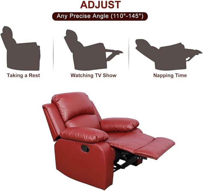 AYCP Bonded Leather Living Room Furniture Set Reclining Sofa Set Loveseat Furniture Sets in Living Room Sofa Recliners (Chair, Red)