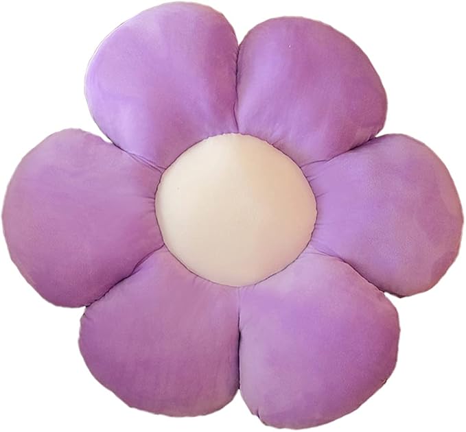 lannery Flower Plush Throw Pillows, Flower Floor Pillow Seating Cushion Toy for Reading, Room, Watching TV (11.8", Purple)