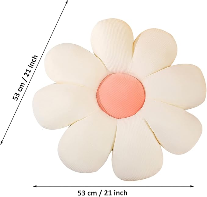 Grafingy Flower Pillow, Flower Shaped Throw Pillow Floor Pillow Soft Seating Cushion Room Decor Plush Pillow for Bedroom, Sofa, Bed, Reading (21 inch, White)