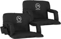 nalone Folding Stadium Seat Set of 2, 25 inch Extra Wide Stadium Chairs for Bleachers Stadium Seat Bleacher Chairs Portable with Back Supports Thick Padded Cushion Armrests Reclining (Black)