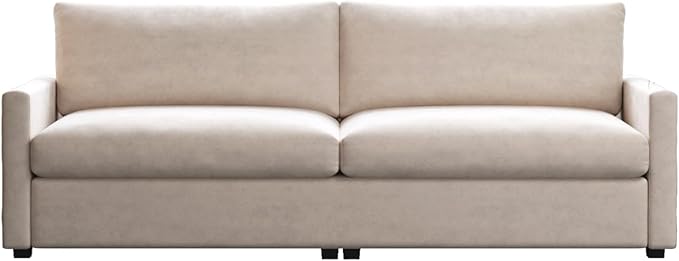 Modern Beige Fabric Loveseat with Deep Seating, Soft Cushions, Minimalist 2-Seater Sofa for Office, Living Room or Bedroom, Easy Assembly Couch for Small or Large Spaces