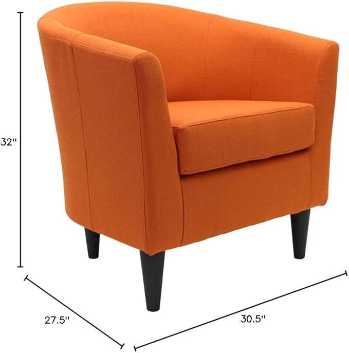Pemberly Row 17.5" Traditional Fabric Club Chair in Orange Finish