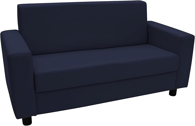 Factory Direct Partners SoftScape Inspired Playtime Classic Reading Sofa, Children's Commercial-Grade Upholstered Furniture for Home, Daycare, Preschool, Library; Comfy Modern Design - Navy, 14473-NV