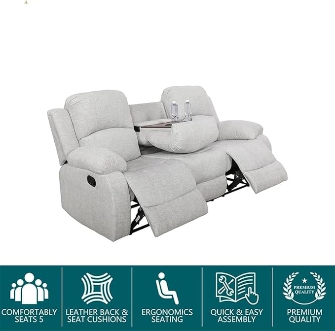 AYCP Microfiber Living Room Furniture Set Reclining Sofa Set Loveseat Furniture Sets in Living Room Sofa Recliners (Sofa, Grey)