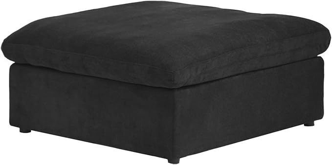 Storage Ottoman for Sofa, Foot Rest for Couch, Comfortable Footstool for Living Room, Cover Removable (Black, Linen Fabric)