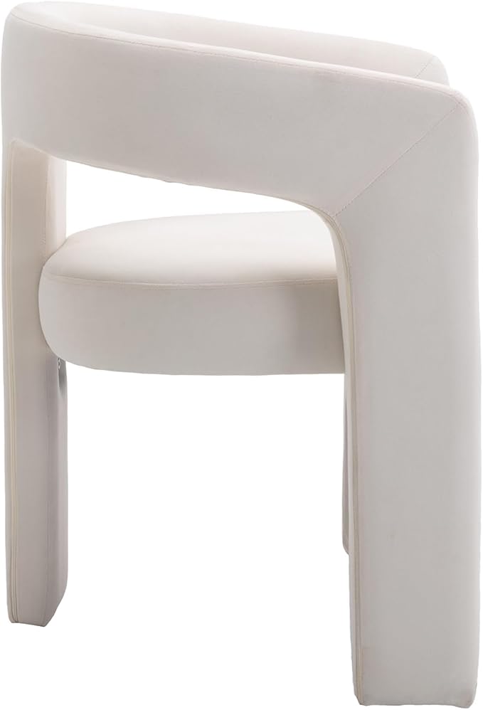 DAYALANE Modern Barrel Dining Chair, Upholstered Accent Kitchen Chair with Arms Comfy Velvet Side Chair for Living Room/Home Office/Reception, Velvet Cream