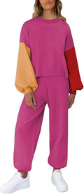 Viottiset Women's 2 Piece Outfits Sweatsuit Casual Knit Pullover Sweater Pajamas Lounge Set