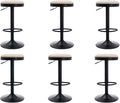 EALSON Modern Swivel Bar Stools Set of 6 Adjustable Counter Height Backless Barstools with Metal Base Leather Upholstered Round Bar Stool Chairs for Kitchen Island/Pub/Breakfast Bar, Beige