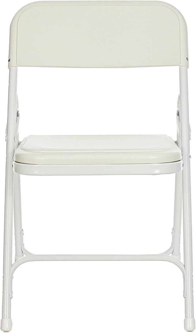 OEF Furnishings OEF800 Series Premium Heavy-Duty Plastic Folding Chairs, Lightweight, Durable Seating for Indoor and Outdoor Use, 500 lb Capacity (4-Pack, Ivory Plastic with White Frame)