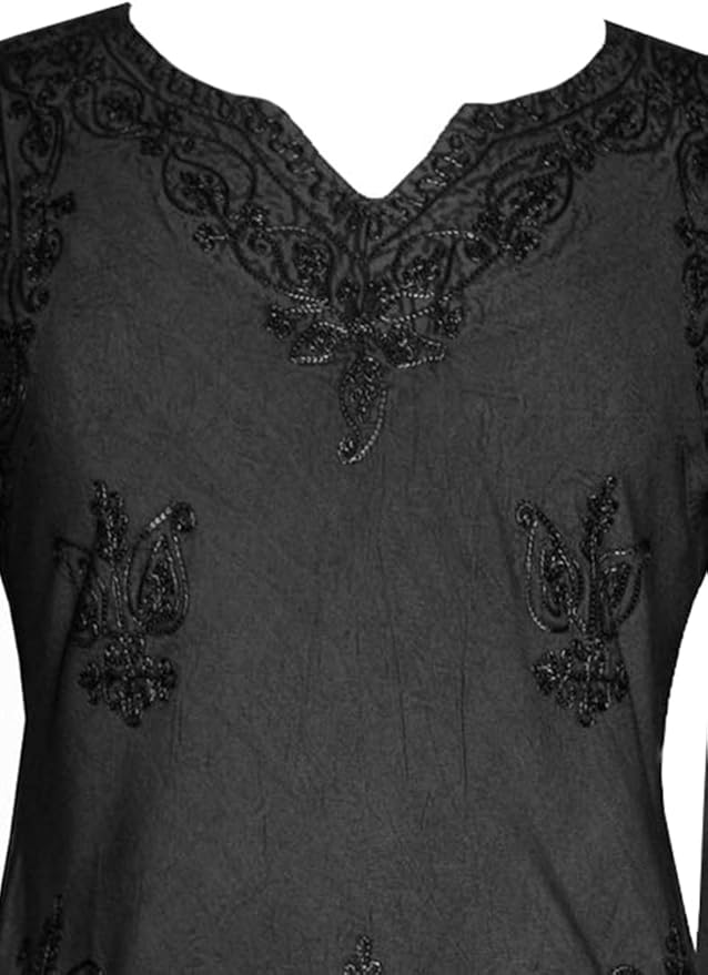 Agan Traders 2025 Winter Long Sleeve Diamond Neck Embroidered Tops - Medieval Boho Vintage Tunic Kurta Blouses for Women