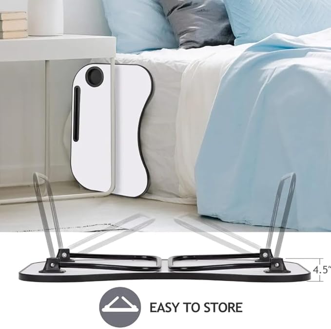Laptop Bed Desk, Foldable Wooden Lap Desk with Cup Holder & Tablet Slot, Portable Lap Table & Bed Tray Table for Eating & Lap Desk Food Tray & Working on Couch, Sofa & Bed, 23.8 x 15.8 in