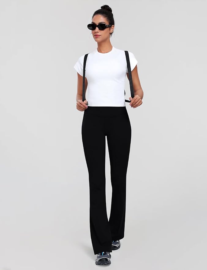 HeyNuts Harmony Flare Leggings 29"/30.5"/32.5"/34.5", High Waisted Tummy Control Wide Leg Bootcut Yoga Pants Lounge Soft