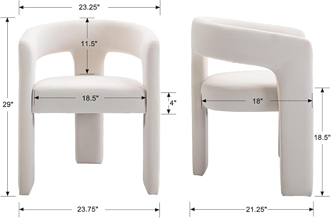 DAYALANE Modern Barrel Dining Chairs Set of 2, Upholstered Kitchen Chairs with Arms Comfy Fabric Side Chair for Living Room/Dining Room/Reception, Velvet Cream