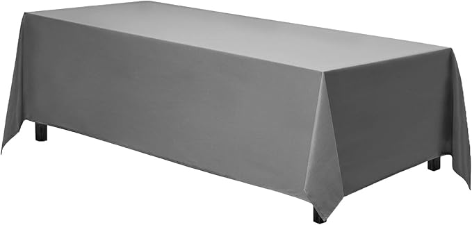 Gee Di Moda Rectangle Tablecloth - 90 x 132 Inch Charcoal Table Cloth for 6 Foot Tables with Floor-Length Drop - Heavy Duty Washable Fabric for Holiday Party, Dinner, Weddings & Baby Shower