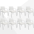 CLATINA Rolling Conference Chairs, 8 Pack Stackable with Wheels and Paddle, Ergonomic Mesh Back and Arms for Meeting, Conference, Training Room & Home Office (White)