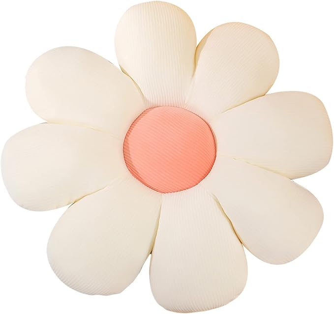 Grafingy Flower Pillow, Flower Shaped Throw Pillow Floor Pillow Soft Seating Cushion Room Decor Plush Pillow for Bedroom, Sofa, Bed, Reading (21 inch, White)