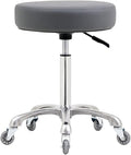 Ainilaily Rolling Stool with Wheels, Heavy Duty 400 lbs Stool for Shop Guitar Lab Tattoo Workbench Medical, Adjustable Swivel Chair (Grey)