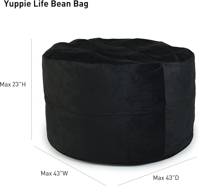 YuppieLife Large Foam Filled Bean Bag Chairs for Kids Teenagers Adults Living Room Gaming Relaxing 4F Machine Washable Lazy Sofa（Dark Grey