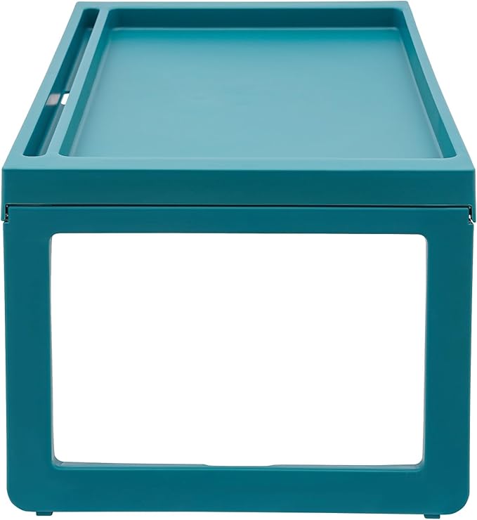 DUSNDULR 6 Pack Bed Tray Table, Foldable Laptop Desk Cute Serving Food Trays with Folding Legs & Charging Hole for Eating Reading Working (Blue)