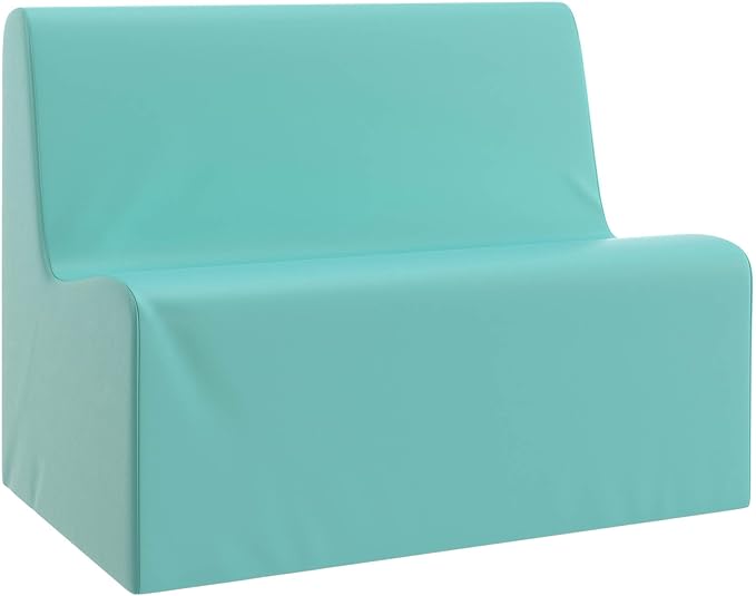 Children's Factory Large Contour Sofa, Mix-and-Match Kids Chairs, Sofas, Corner Ottomans and Cubes, Foam-Filled and Water-Resistant, Flexible Seating for Classroom Elementary, Aqua Kids Couch