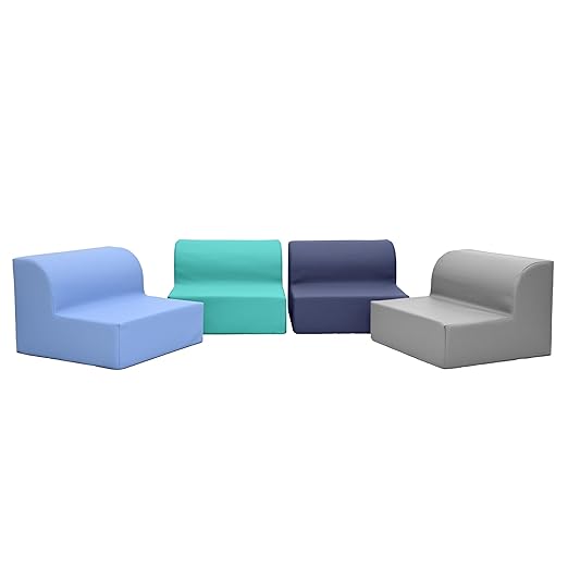 Children's Factory Library Loungers, Flexible Seating Classroom Furniture, Comfy Kids Chairs, Tranquility, Set of 4