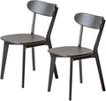 Bamskov 100% Solid Oak Wood Dining Room Chairs - Practical Kitchen Chairs - Wood Chair for Dining Room, Kitchen (2, Black)