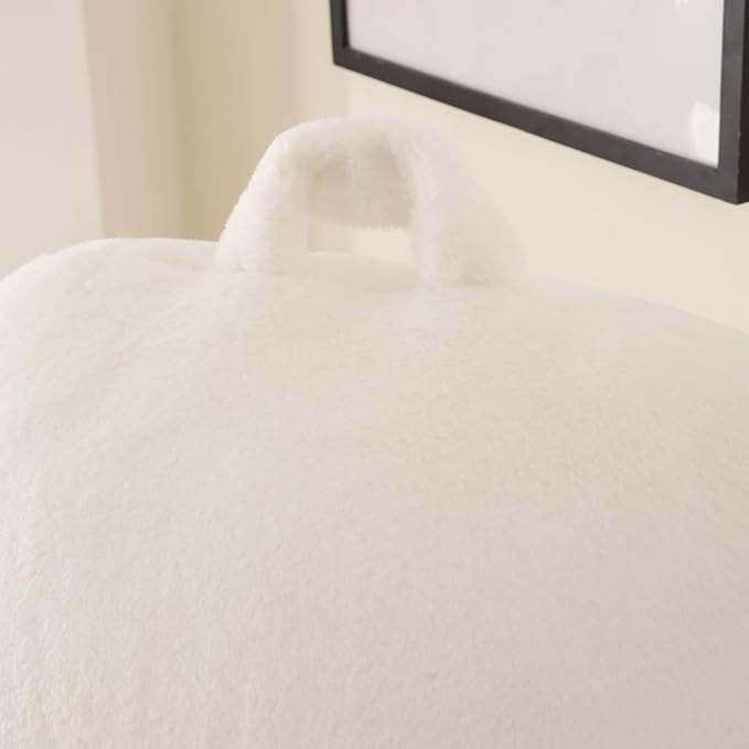PAJEO Reading Pillow for Sitting in Bed, Large Backrest Reading Pillow with Arm Rest,Back-Rest Support Cushion for Sit Up on Couch, Sofa, and Floor, Dorm Essentials (White Faux Fur, Large(19"))