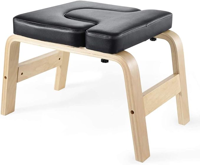 C-CHAIN Balanced Yoga Headstand Bench - Ideal for Workout, Fitness and Gym, for Both Beginner and Experience Yogis - Wood and PU Pads - Relieve Fatigue and Build Up Body