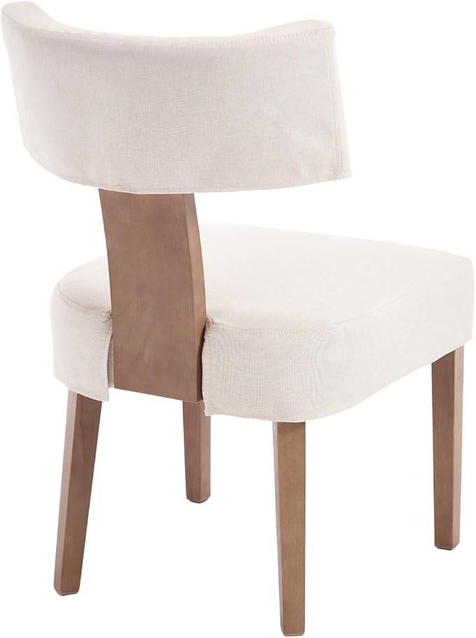RIVOVA Linen Dining Chairs Set of 2 with Seat Covers, Modern Dining Chairs with Wood Legs, Farmhouse Fabric Upholstered Dining Room Kitchen Side Chairs, Beige