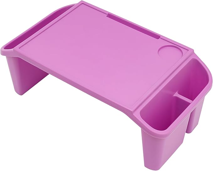 4 Pcs Kids Lap Desk Tray, Plastic Breakfast Laptop Trays, Portable Lap Bed Table with Side Pockets (22" x 12" x 8")