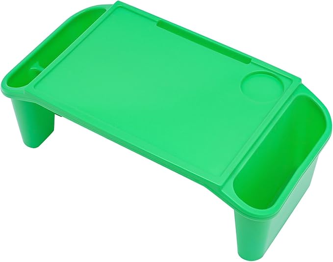 Mind Reader Kids Lap Desk, 6 PCS Kids Lap Desk Bulk Tray Lap, Portable Activity Tray with Side Storage, Stackable Plastic Desk Table for Students Drawing, Snacks, Study (Green, Small)