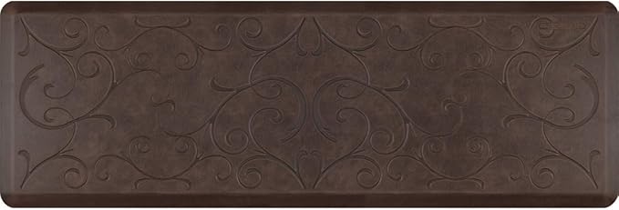 WellnessMats Anti-Fatigue Bella Motif Mat, 72 Inch by 24 Inch, Antique Dark
