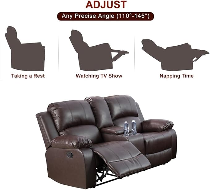 AYCP Bonded Leather Living Room Furniture Set Reclining Sofa Set Loveseat Furniture Sets in Living Room Sofa Recliners (Loveseat, Brown)