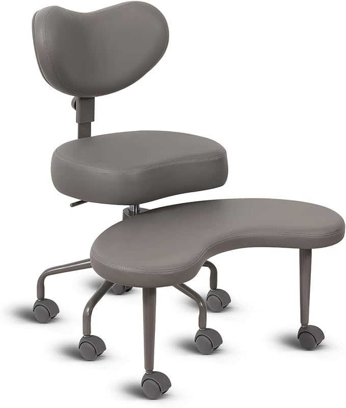 Pipersong Meditation Cross Legged Chair PRO, ADHD Chair with Height Adjustable Backrest, Criss Cross Desk Use with Footrest and Wheels for Home Office, Flexible Design for Fidgety Sitters, Gray