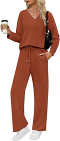 VUTRU Womens 2 Piece Lounge Sets Casual Fall Travel Vacation Outfits Tracksuit Wide Leg Loungewear 2025