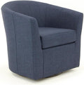 Pemberly Row Traditional Fabric Swivel Club Chair in Navy Blue