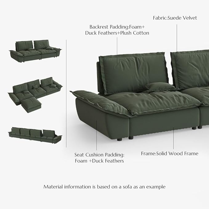 POVISON Oversized Modular Sectional Sailboat Sofa for Living Room with Adjustable Backrest Sectional Couches Large Deep Sofa Set 3 Seats Big with 3 Ottomans Comfy Cloud Couch for House Office
