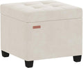 ABHENG 17.7 inches Velvet turfed Ottomans Cube with Storage, Metal-Framed Square Linen Storage Ottoman Foot Rest Stool Holds 770 LB for Dorm Living Room Bedroom White UASND64W