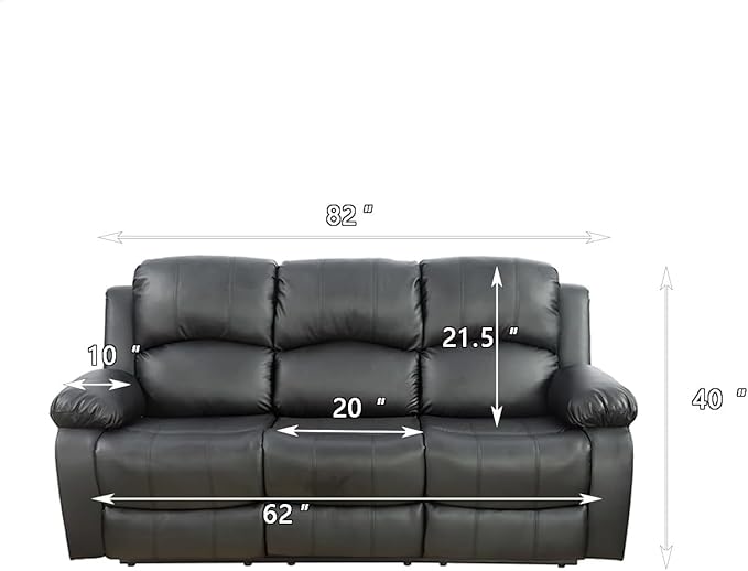 AYCP Bonded Leather Living Room Furniture Set Reclining Sofa Set Loveseat Furniture Sets in Living Room Sofa Recliners (Loveseat, Black)