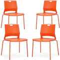 Stackable Chairs Set of 4, Office Waiting Room Chair Plastic Seat, Orange Stacking Chairs with Sturdy Metal Legs, Guest Chair for Conference Rooms, Churches, Living Rooms, Classrooms(Orange).