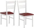 Giantex Wooden Dining Chairs Set of 2, Armless Kitchen Chairs w/Slat Backrest, Upholstered PU Seat, Rubber Wood Frame, Modern Dinette Furniture Set for Dining Room, Living Room
